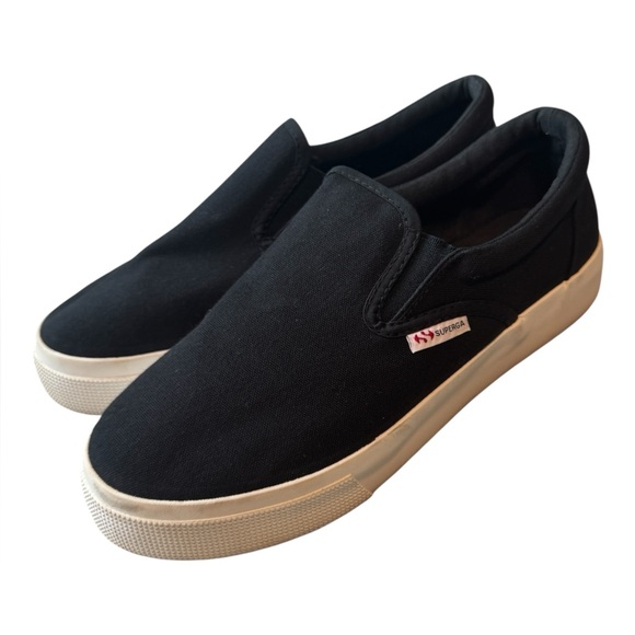 Superga Women's Black Canvas 2740 Slip On Platform Sneakers - Picture 1 of 7
